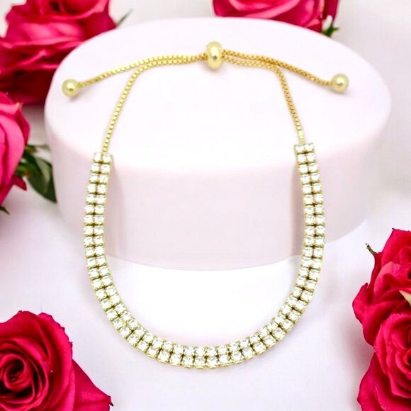 Nicola Parisi 14kt Plated Cubic Zirconia Tennis Style Slider Bracelet - NIB - Picture 7 of 7